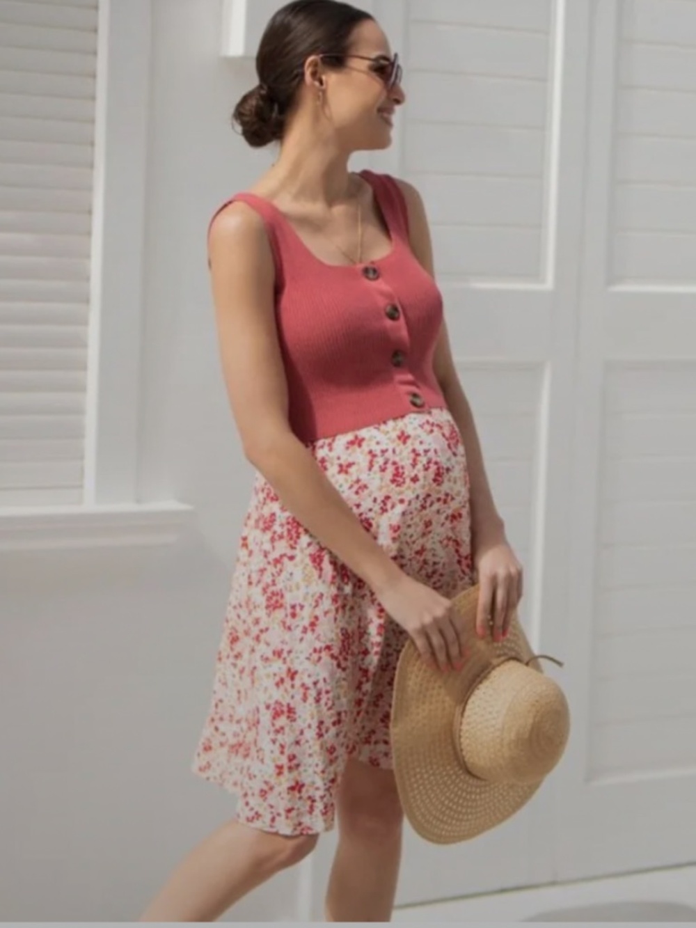 Seraphine Two-Piece Maternity/Nursing Rib Sweater Tank & Floral Dress Size US 2